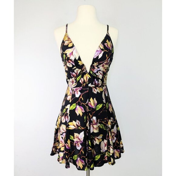 NBD Floral Print Plunging Neckline Mini‎ Dress S - Picture 1 of 7